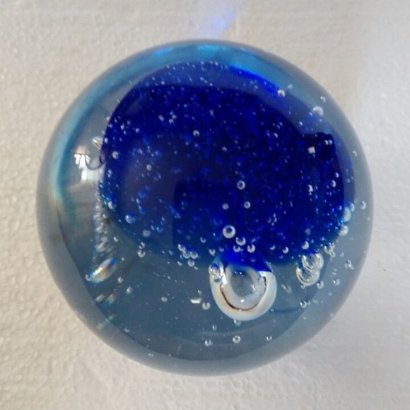 Vintage Large 2lb Blue Internal Bubble Vecchia Murano Art Glass Paperweight - Picture 2 of 7